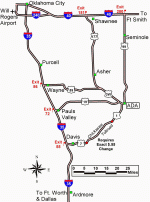 Map for driving to Ada, OK From Oklahoma City