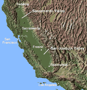 map showing the San Joaquin Valle