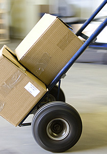 photo of boxes on a hand truck