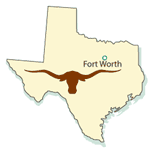 Map of Texas with Ft. Worth Highlighted