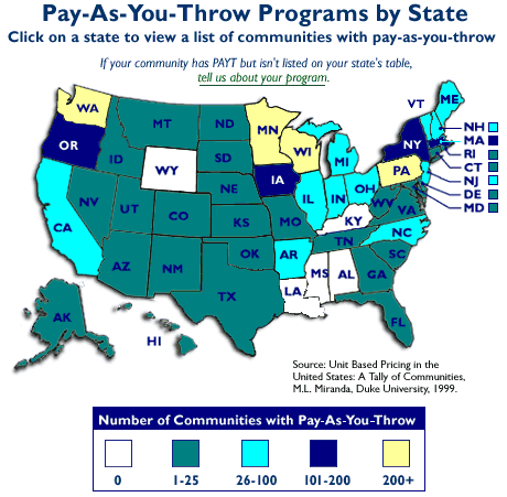 PAYT program by state - text version available