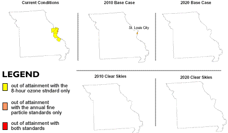 Counties Projected to Remain Out of Attainment with the PM2.5 and Ozone Standards in Missouri