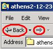 Graphic indicating the location of the back and forward buttons on Microsoft Internet Explorer