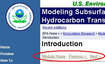 Graphic indicating the location of the previous and next links