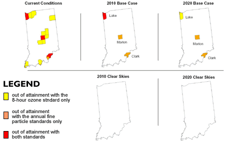Counties Projected to Remain Out of Attainment with the PM2.5 and Ozone Standards in Indiana