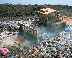 truck in garbage dump