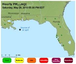 screen image of the AirNow monitoring web site