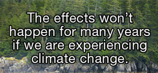 The effects won't happen for many years if we are experiencing climate change.
