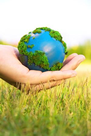 Photo of hand holding a globe