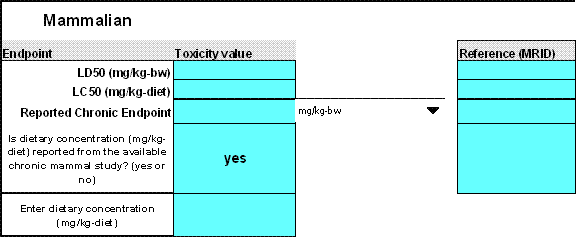 Mammalian Endpoints Inputs Screen in T-REX Version 1.4.1