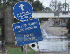 hurricane evacuation route sign