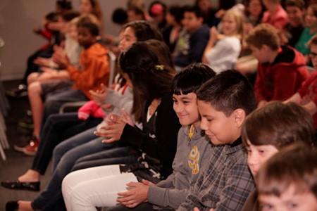 Photo of children at the 2013 <em>Converses with Students</em> Webcast event at the Perot Museum in Dallas, Tx
