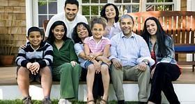 extended family in front of a home