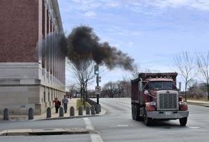 Truck in a neighborhood