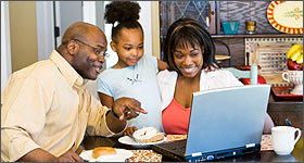 Family at a computer