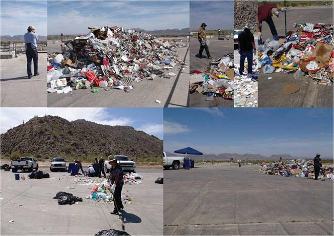 Staff during a recycling audit conducted in April 2012.