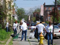 community members volunteering for cleanup