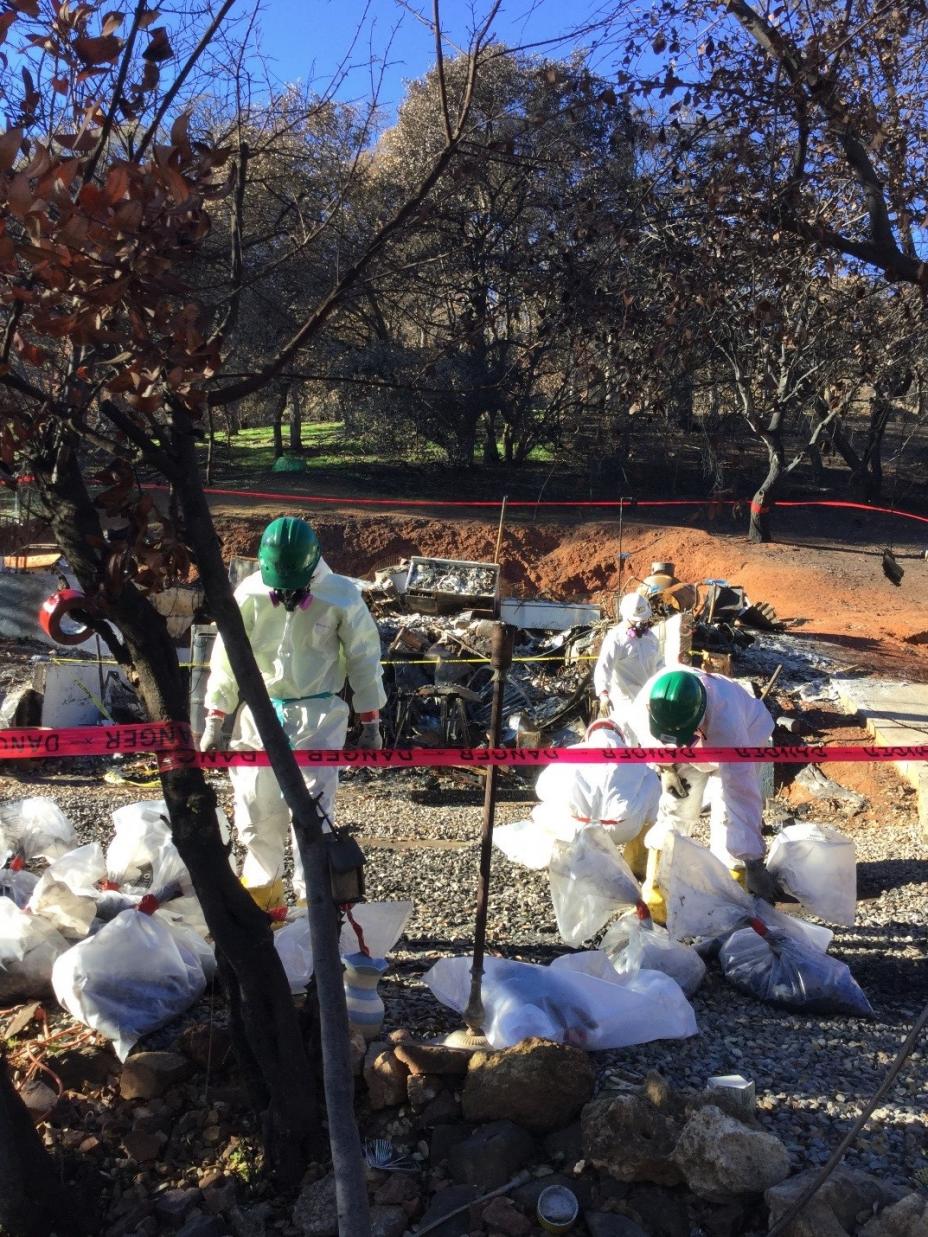 EPA crews removing asbestos from properties damaged or destroyed by wildfires in Northern California
