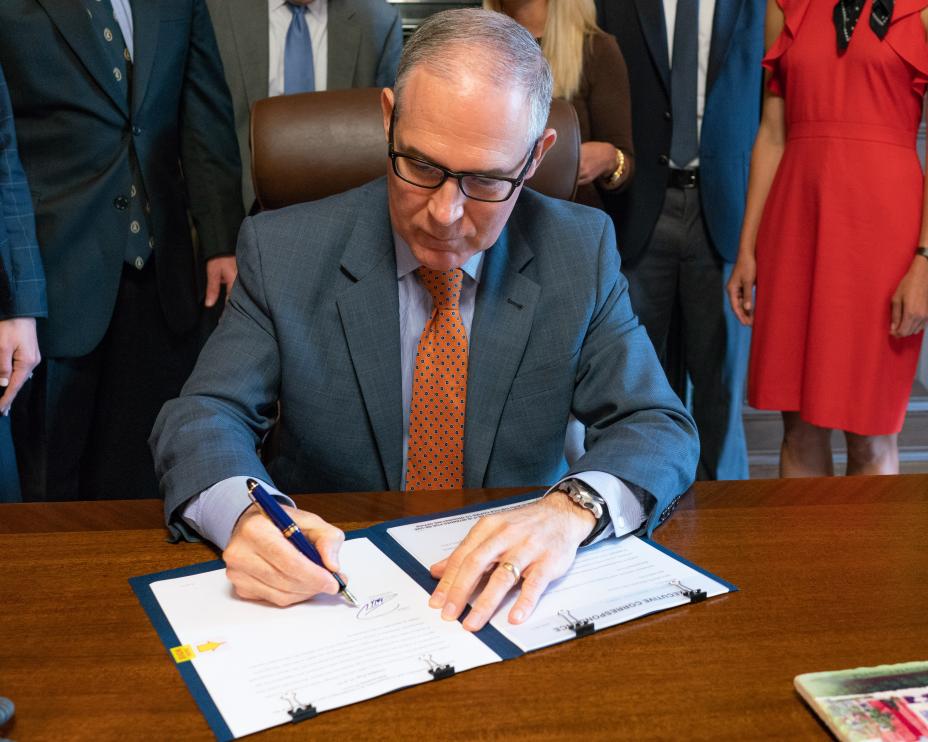 Administrator Pruitt signs the cost-benefit ANPRM. 