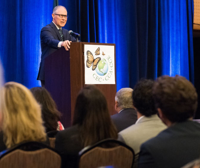 EPA Administrator Scott Pruitt addresses attendees at the 25th Commission for Environmental Cooperation (CEC