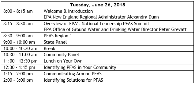 Schedule for Tuesday, June 26, 2018