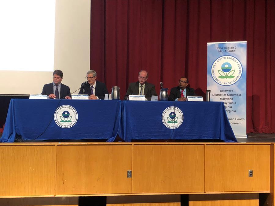 EPA Regional Administrator Cosmo Servidio, Office of Ground Water and Drinking Water Director Peter Grevatt, Office of Research and Development National Exposure Research Laboratory Associate Director Andy Gillespie, and Deputy Regional Administrator Ceci