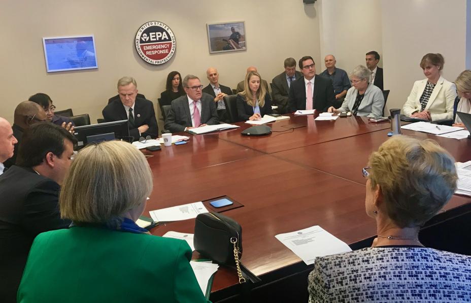 Acting EPA Administrator Andrew Wheeler convenes the Policy Coordinating Committee at the HQ EOC on Wednesday, September 12 in Washington, D.C. 