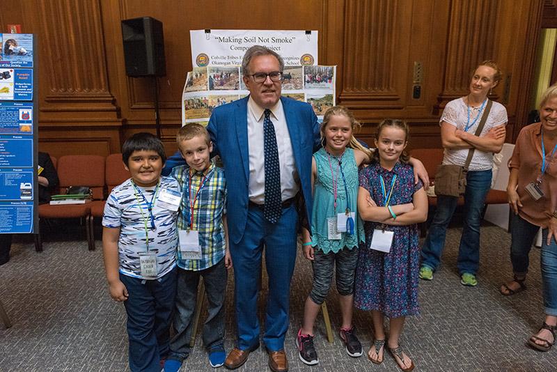Acting Administrator Wheeler visits with students on their “Make Soil Not Smoke” project. 