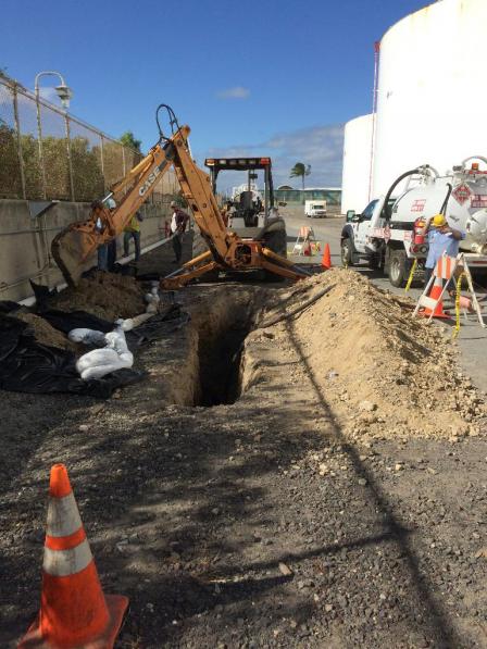 Trench inside facility used to extract Jet A product | Click image to enlarge