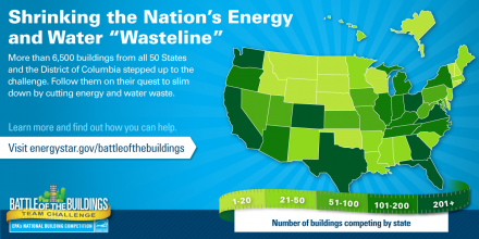 Map showing participants in the 2015 Battle of the Buildings challenge