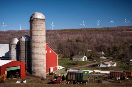 Image of a farm with windmills