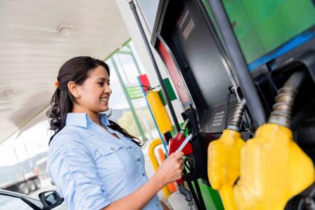 customer at gasoline pumps