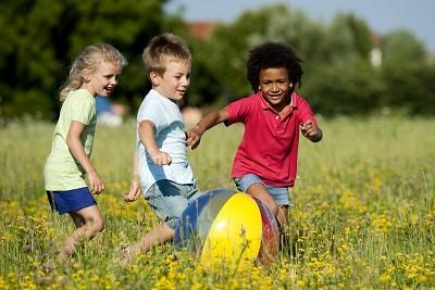 children playing in a field