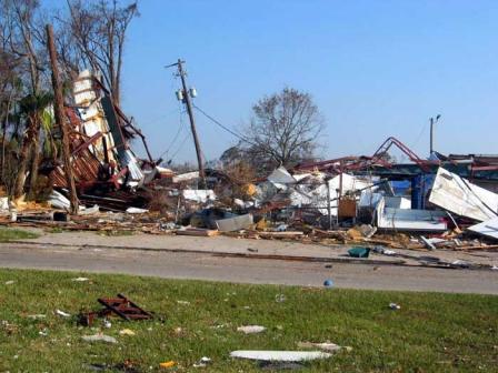 Photo showing aftermath of Hurricane Katrina