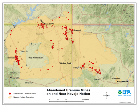 Map of Abandoned Uranium Mines on the Navajo Nation