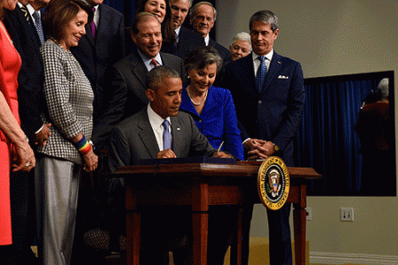 President Obama signing the TSCA reform law.
