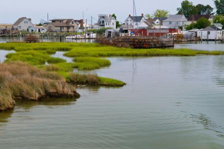 Flooding in a coastal town