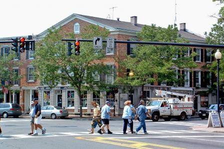 Intersection in a downtown area