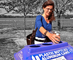 woman recycling