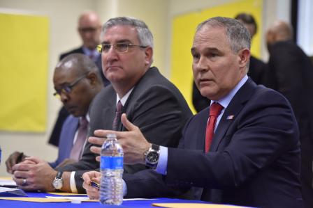 Administrator Pruitt talking to representatives at a meeting in East Chicago, Indiana