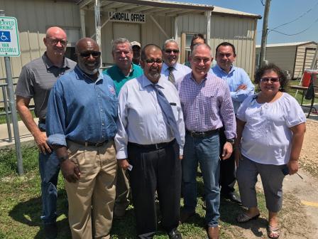 EPA Administrator Scott Pruitt visits with cleanup staff at a debris action station in Corpus Christi. 