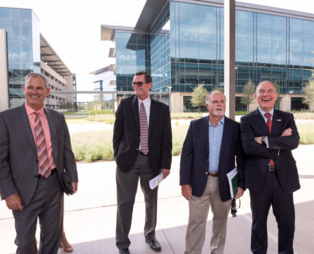 EPA Administrator Scott Pruitt (right) tours Toyota in Plano, Texas with Toyota's Tom Stricker (left), Doug Beebe (second from left), and Kevin Butt (right). 