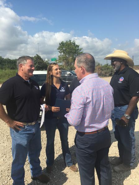 EPA Administrator Scott Pruitt and Acting Regional Administrator for Region 6 Samuel Coleman  speak with Scott Jones of the Galvenston Bay Foundation and Jackie Young of the Texas Health and Environment Coalition.  