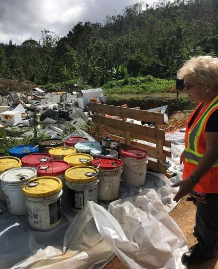 EPA emergency response official assisting with household hazardous waste collection in Hurricane Maria-affected areas