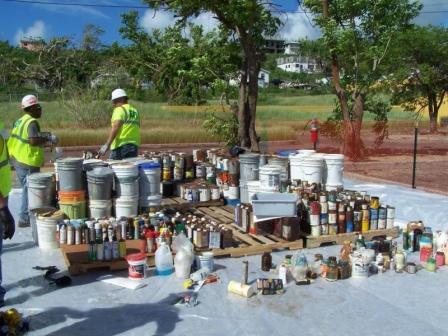 EPA household hazzardous waste collection point at Evelyn Williams Elementary School in St. Croix, USVI.