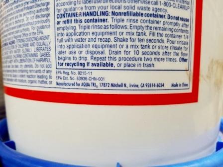 ALL CLEAR 3” Jumbo Chlorinating Tablets - Back of Label
