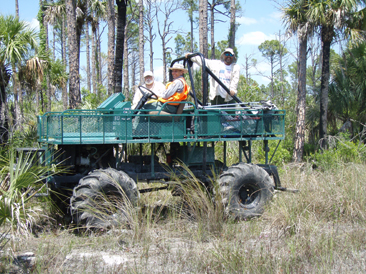 field crews rode a National Park Service swamp buggy vehicle to a remote site in Big Cypress Natioal Preserve in south Florida.
