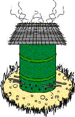 cartoon image of burn barrel