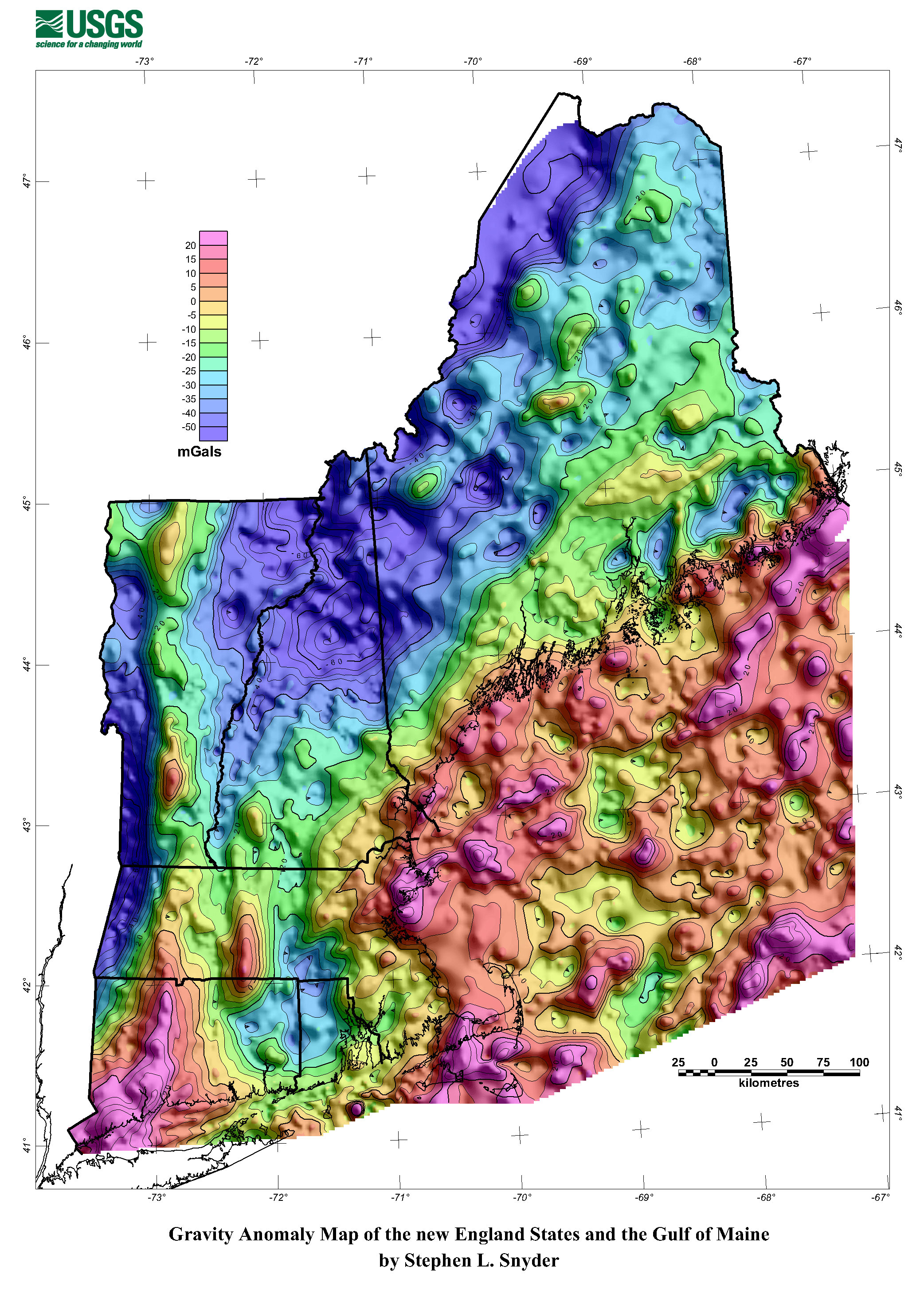 Residual gravity anomaly map of the study area. Contour interval is 0.1