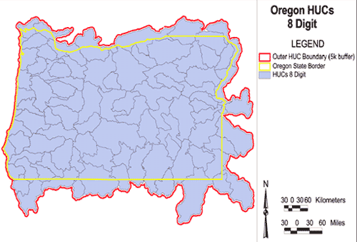Image of Oregon 8 Digit HUCs